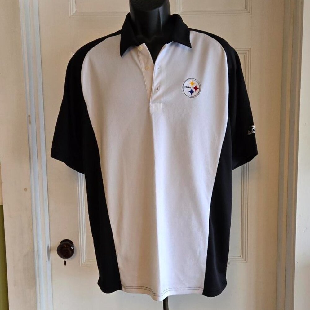 NFL Team Apparel Reebok Steelers Pullover Collar Buttons Size M